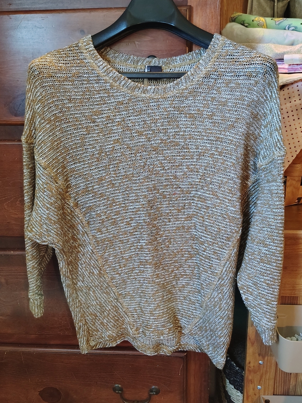 Sparkle & Fade Marled Knit Sweater in Gold and Cream